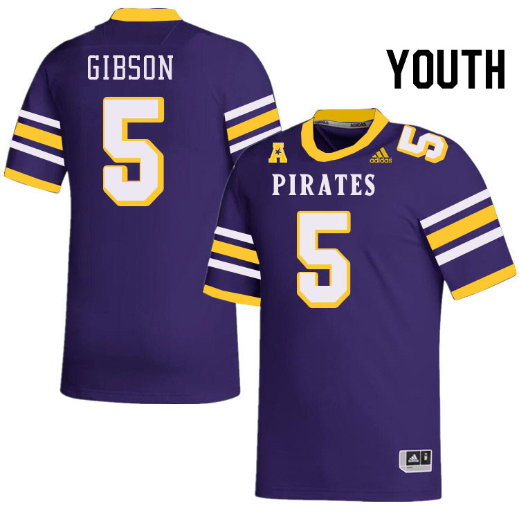 Youth #5 Gavin Gibson ECU Pirates College Football Jerseys Stitched-Throwback